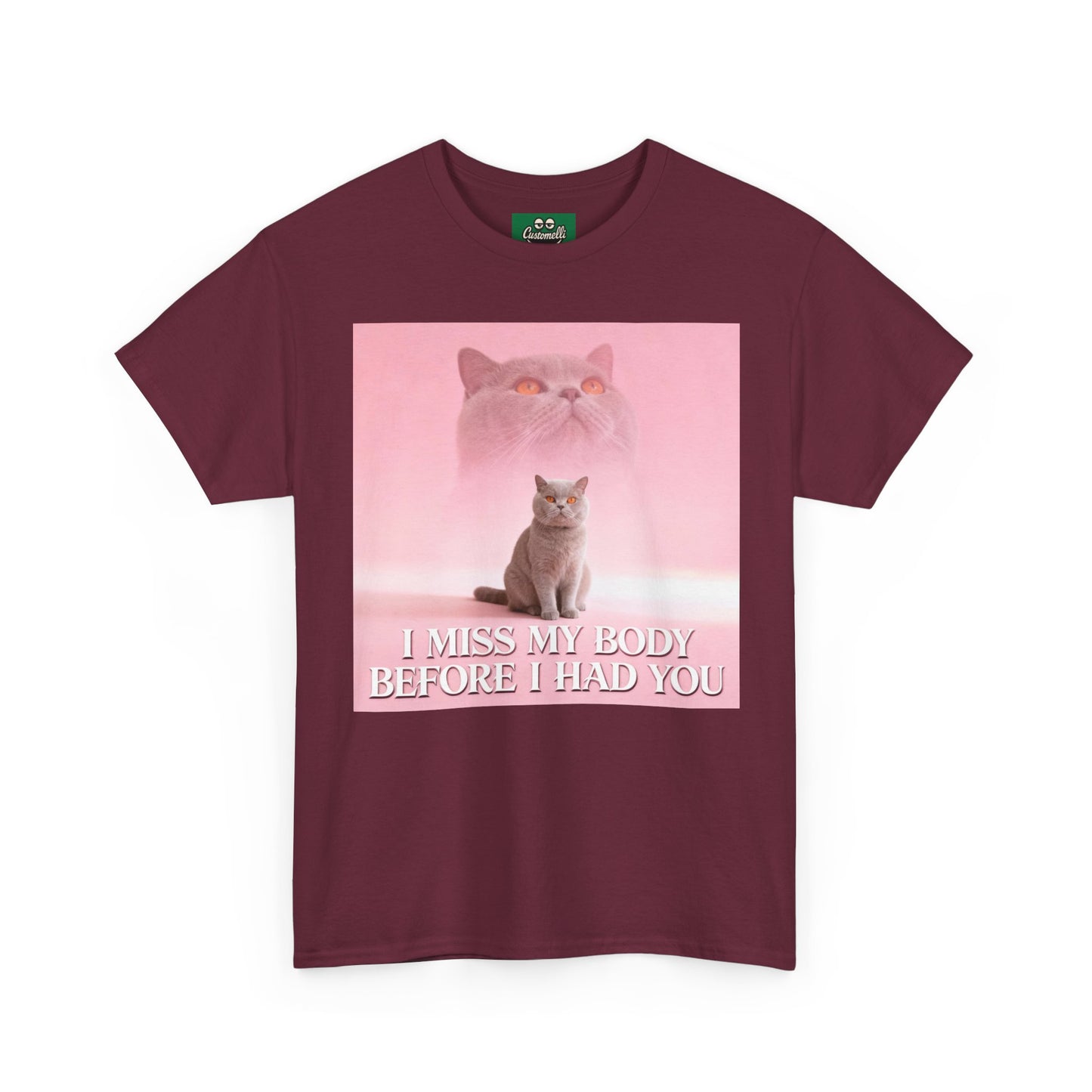 Maglietta I Miss My Body con Foto del Tuo Animale