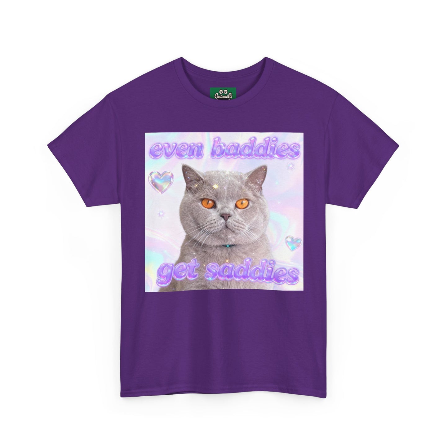 Maglietta Even Baddies Get Saddies con Foto del Tuo Animale